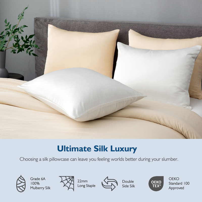 Silk Luxe Pillowcases (set of two), Mimosa, Twin Pillowcase