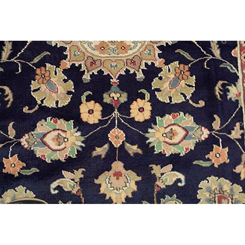 Hand-Knotted High-Quality Navy and Ivory Area Rug