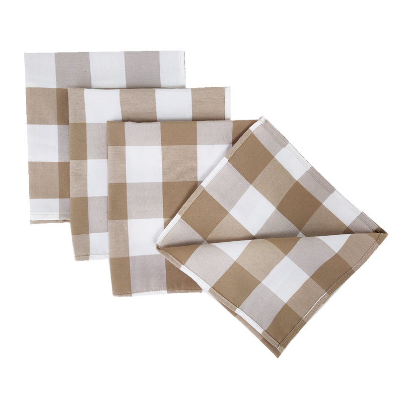 Kerstine Polyester Checkered Rectangle Napkin, Beige