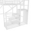 Grand lit mezzanine avec escalier, grand lit mezzanine en métal avec tablettes de rangement, lit mezzanine haut avec garde-robe pour enfants adolescents, blanc (date d’arrivée prévue: 2025/7/20)