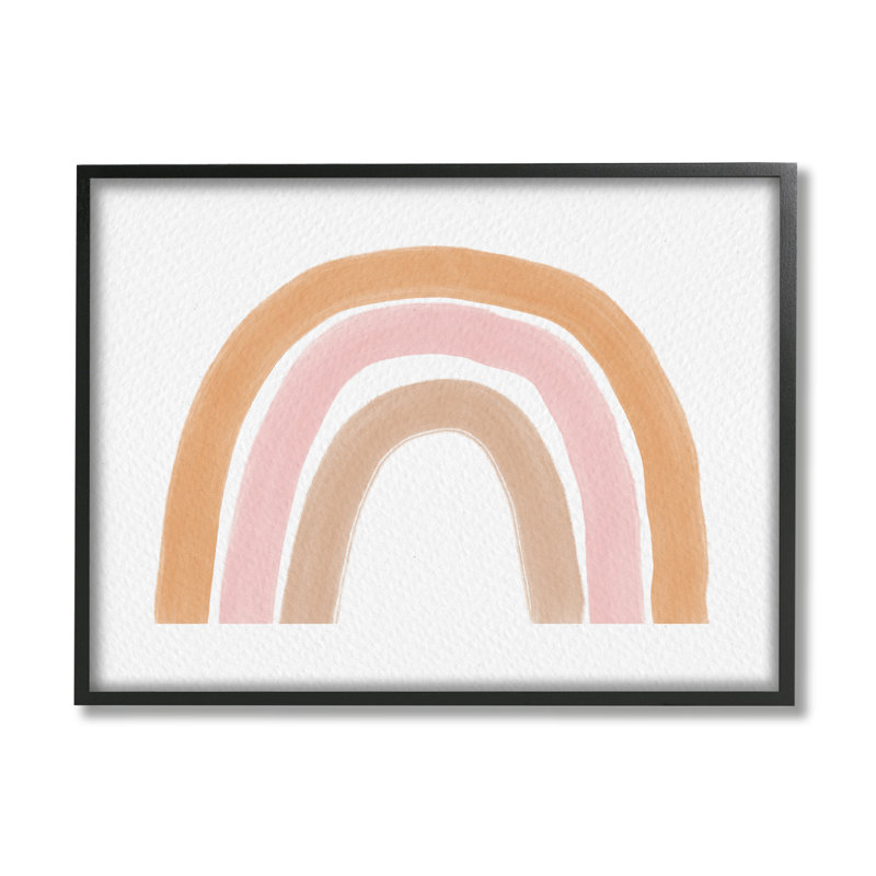 Motif neutre de rayures arc-en-ciel roses neutres - imprimé, L 30 po x H 24 po, Giclée encadrée noir minuit