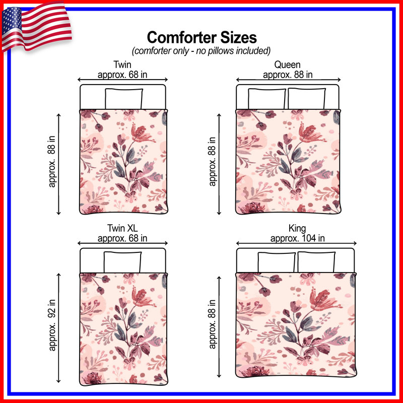 Botanical Floral Pattern Comforter, Twin