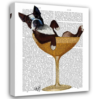 Trinx Fab Funky Gallery Wrapped Canvas Art Titled: Boston Terrier in Cocktail Glass