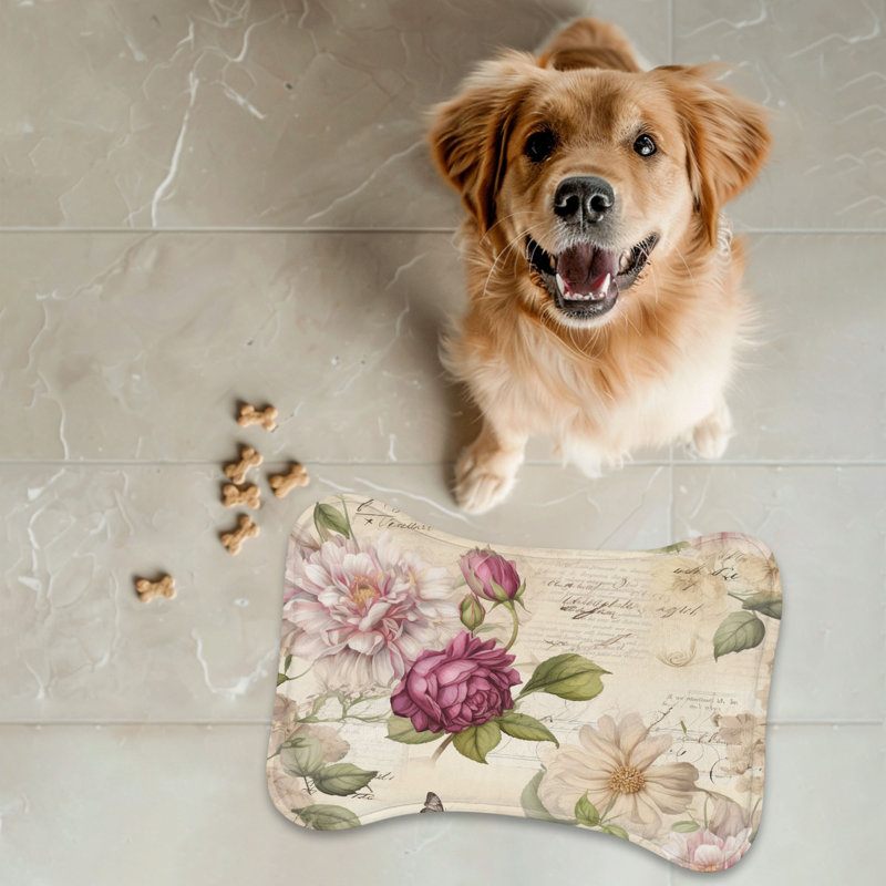 Blooming Text - Tapis d'alimentation en os 1 pièce