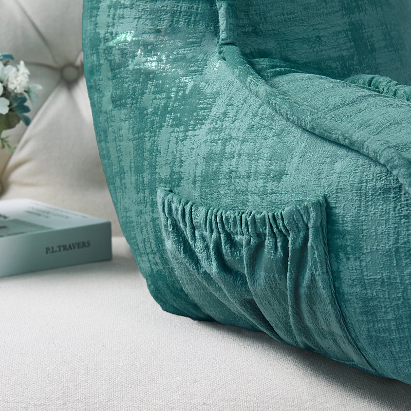Textured Velvet Bedrest Pillow Cover & Insert, Agate Green