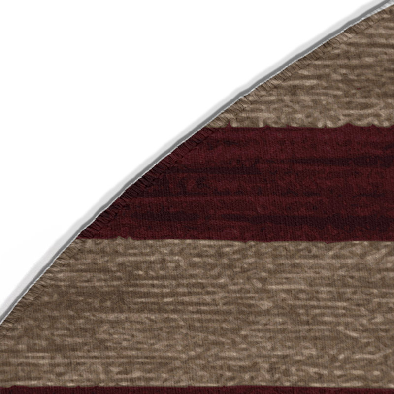 Tapis intérieur / extérieur rouge HorizontalStripes, Rond 5 pi