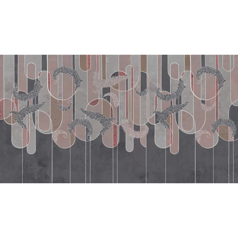 Murale botanique moderne au trait abstrait, L 108 po x l 96 po