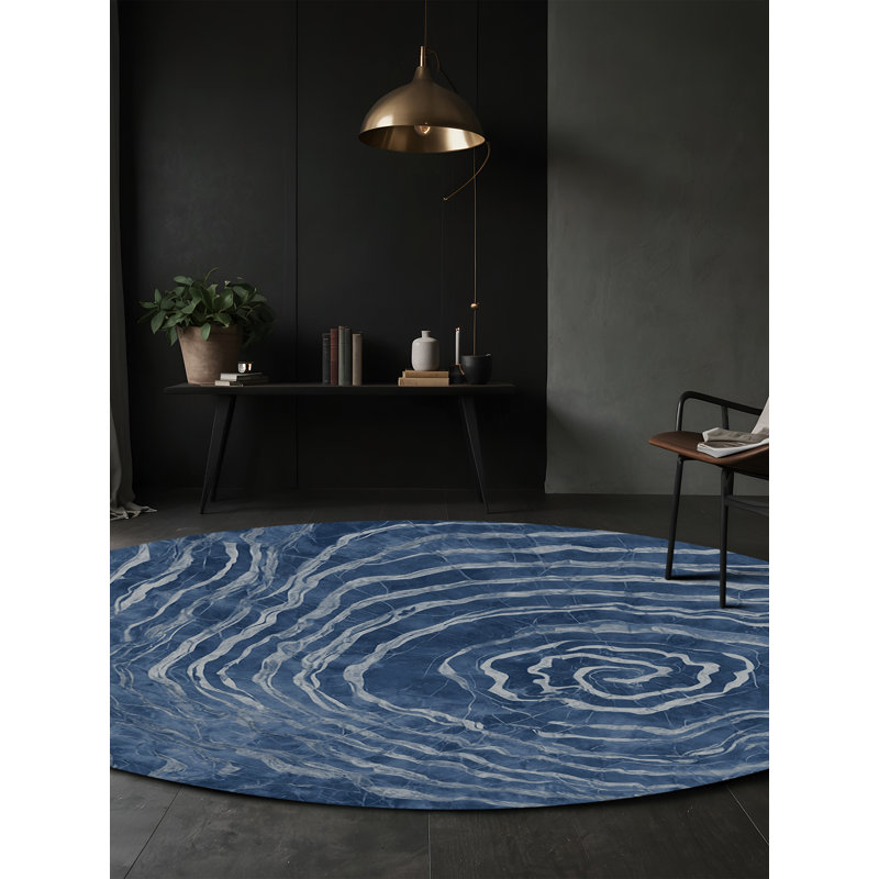 Machine Washable Gray Area Rug, Round 8'