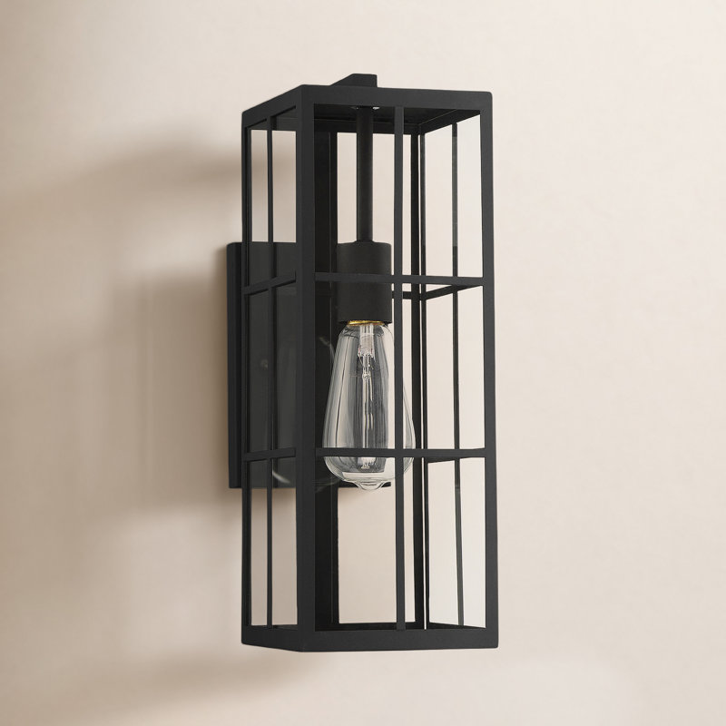 Sianna Black 1 - Bulb Outdoor Wall Lantern, 16" H x 5.5" W x 8.25" D