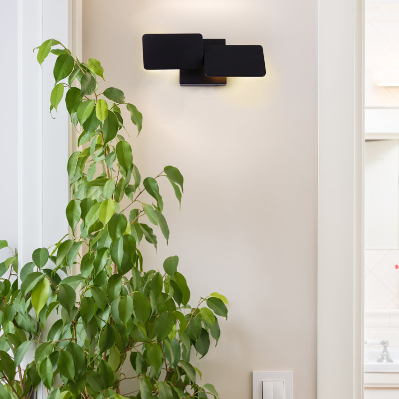 Eclipse 12-in Rotative Up-Down Integrated LED ETL Certified Wall Sconce Light, Black