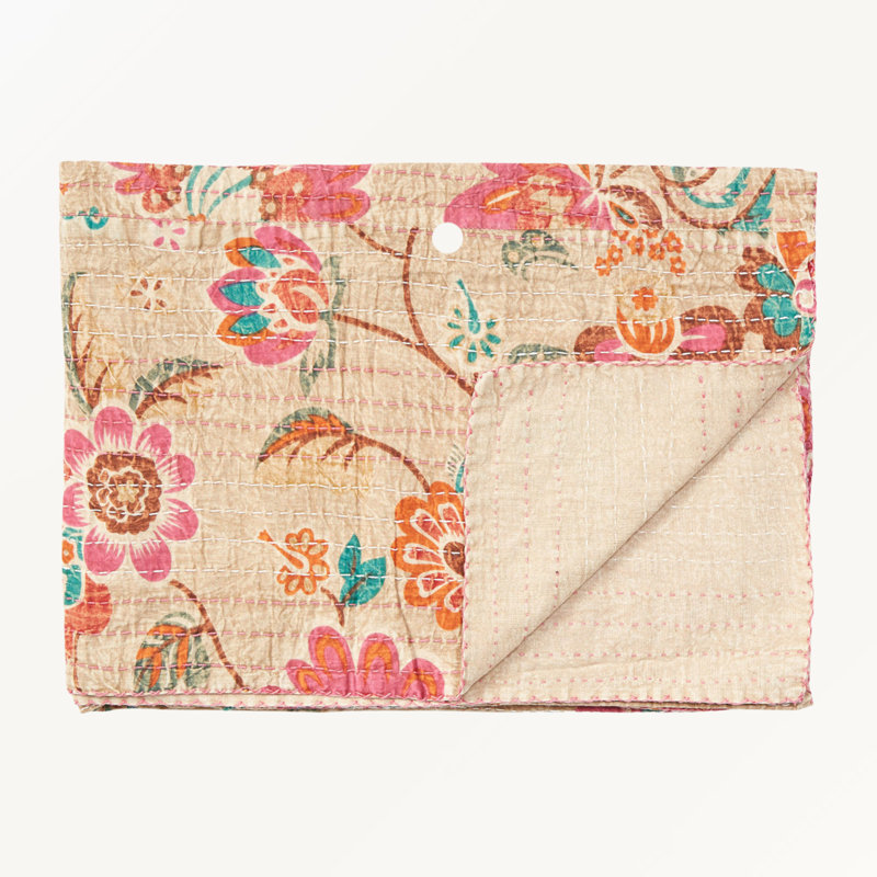 Jeté en soie, L 69,77 po x l 49,79 po, Floral orange / vert