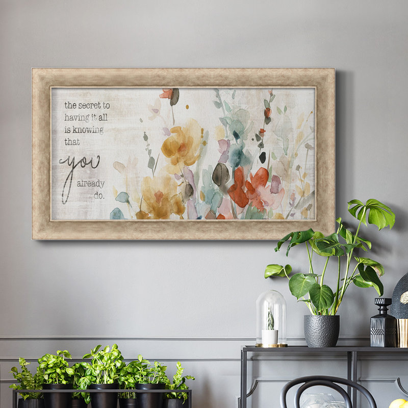 Toile pleine fleur de qualité supérieure - prêt à accrocher, H 21 po x l 37 po x P 1,25 po, Brown Framed Canvas