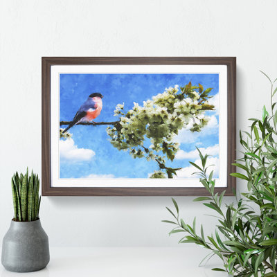 Bullfinch Bird on a Tree - Picture Frame Painting