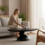 Table basse ovale moderne, base à galets en fibre de verre 47,27 po-123028472