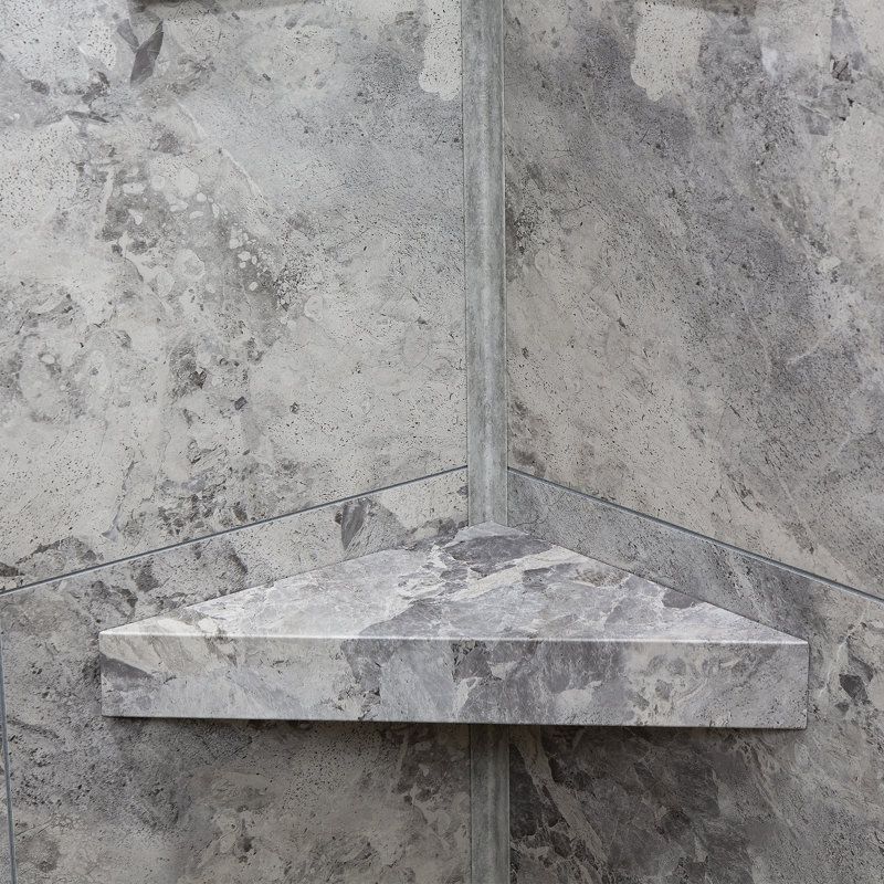 Palisade Vinyl Waterproof Corner Shower Shelf, Silver Lake