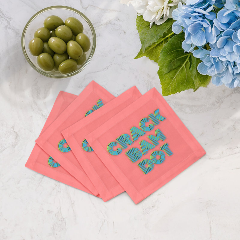 Serviettes de cocktail en satin de coton Mahjong, Petril Tendril