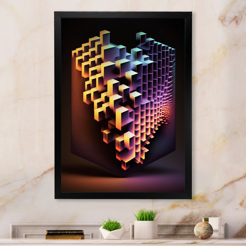 Luminogramme multidimensionnel II - reproduction sur toile, L 34 po x H 44 po, Impression noire sur toile encadrée