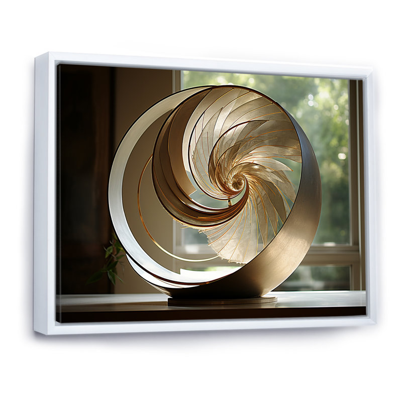 «Bronze Beauty Nautilus Vortex» sur toile, H 30 po x l 40 po x P 1,5 po, Cadre flottant blanc