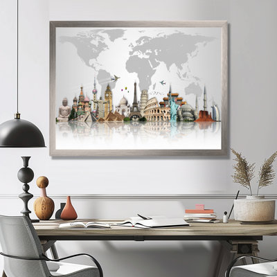 Famous Monuments Across World Graphic Art Print