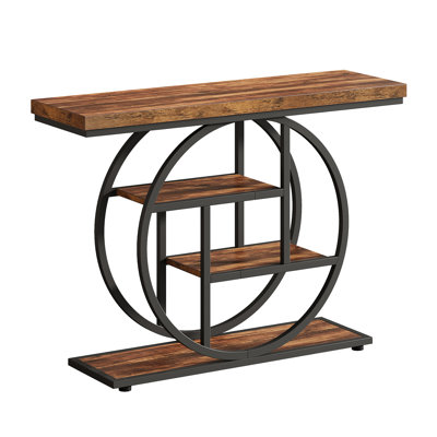 41.34" Industrial Luxe Console Table with Heavy-Duty Metal Frame, Premium High-End Furniture