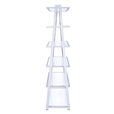 Bibliothèque blanche et chrome avec 6 tablettes