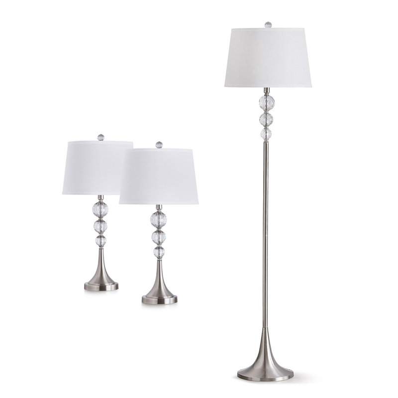 Bernaldo 61'' Traditional Floor & Table Lamp Set, Brushed Nickel
