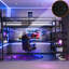 Lit double mezzanine double en métal avec bureau en forme de L, garde-robe, tablette réglable, USB et DEL, mezzanine haute pour enfants, adolescents, adultes, noir