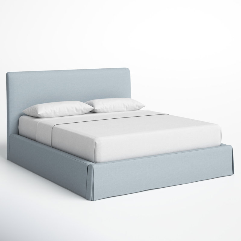 Sky Blue King Upholstered Linen Storage Panel Bed