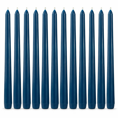 Bougies coniques bleues - Lot de 12, 25 cm, sans parfum
