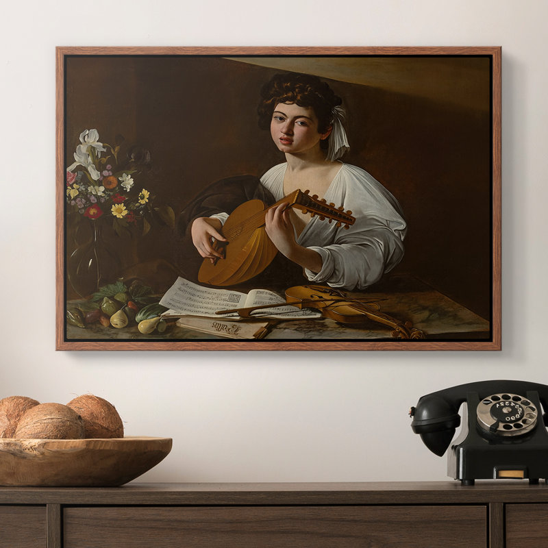 Le joueur de luth (version Hermitage), v. 1596 - Toile tendue avec châssis Caravaggio, Noyer, 16 x 24