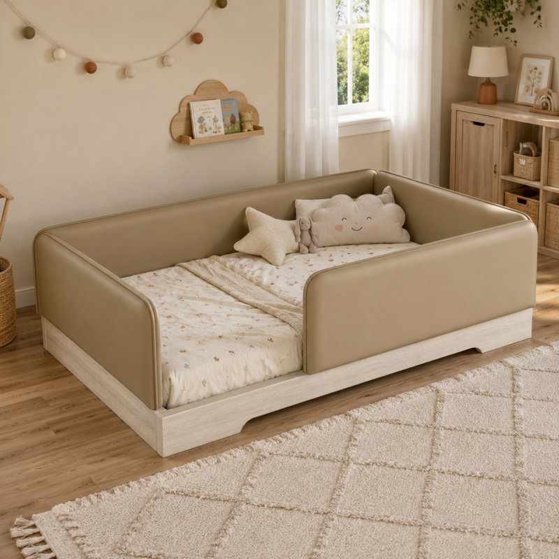 Lit simple tapissier Montessori, Lit simple, Brun