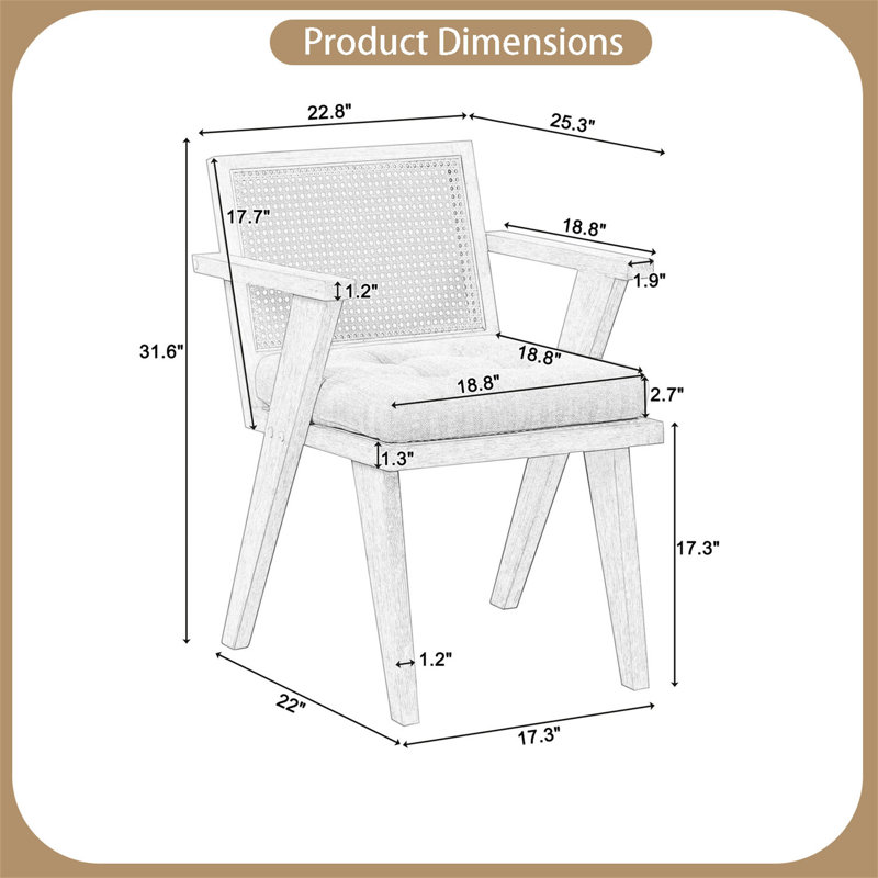 Fauteuil large 17,3 po Avihay, 100 % lin gris, Bois
