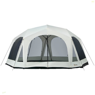 Tente de camping Outsunny pour 20 personnes, tente d'extérieur avec 2 portes, moustiquaire, dôme familial pour la randonnée, la randonnée et les voyages