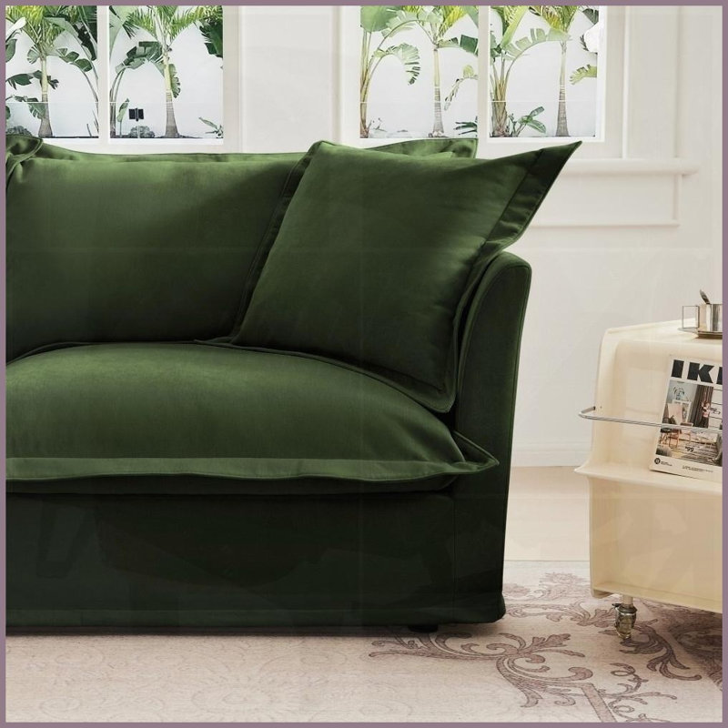 Canapé de salon moderne en chenille 3 places - Housses amovibles, configurations polyvalentes et amp; Confort moelleux, Vert