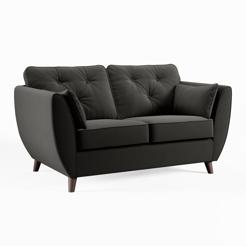 Birjesh 2 Seater Sofa, Black, Dark Brown Wood