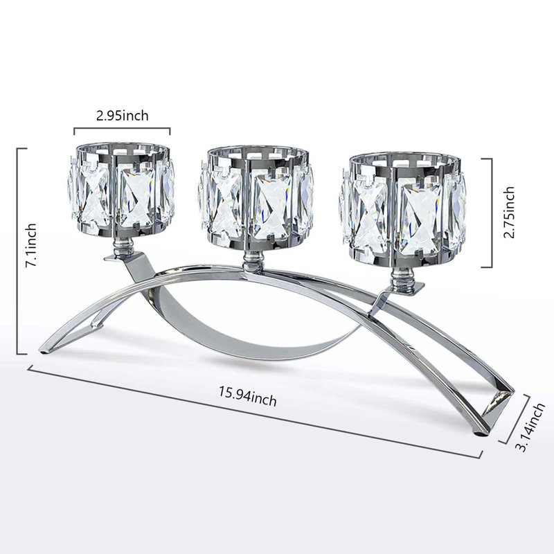 Bougeoirs en cristal à 3 bras, Argent argent