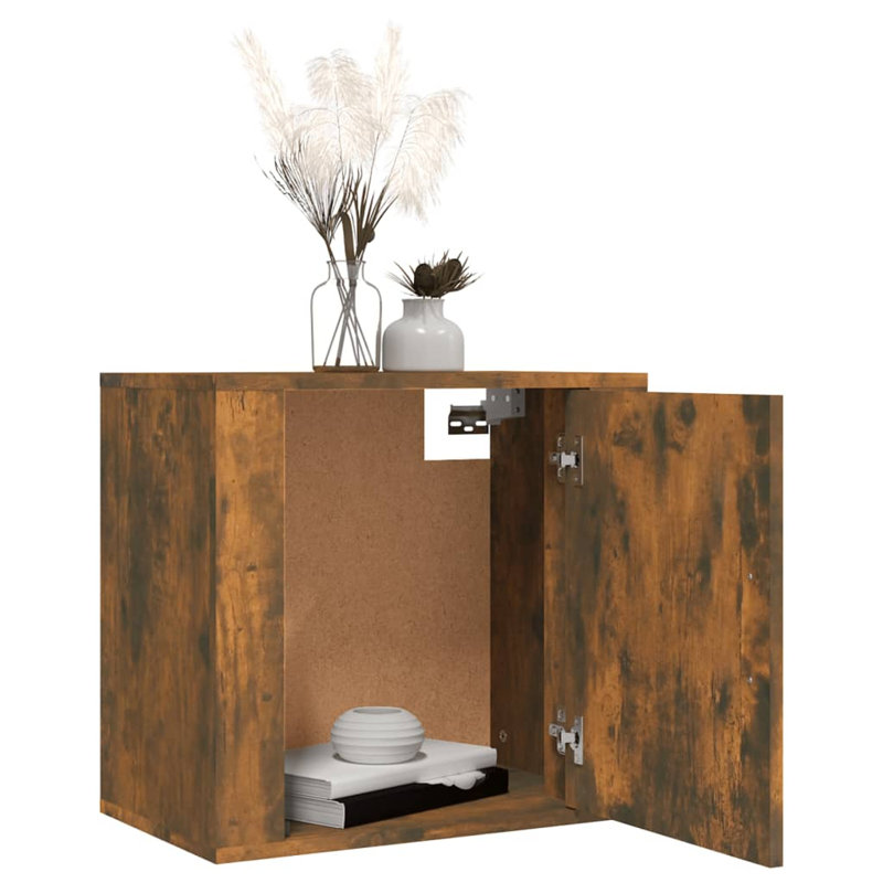 Janiyha 50cm W Manufactured Wood Bedside Table, Smoked Oak, 1