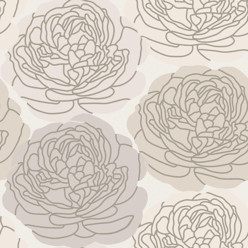 Rouleau de papier peint adhésif Kaireece Bed of Roses L 18,86 pi x l 18 po, Beige