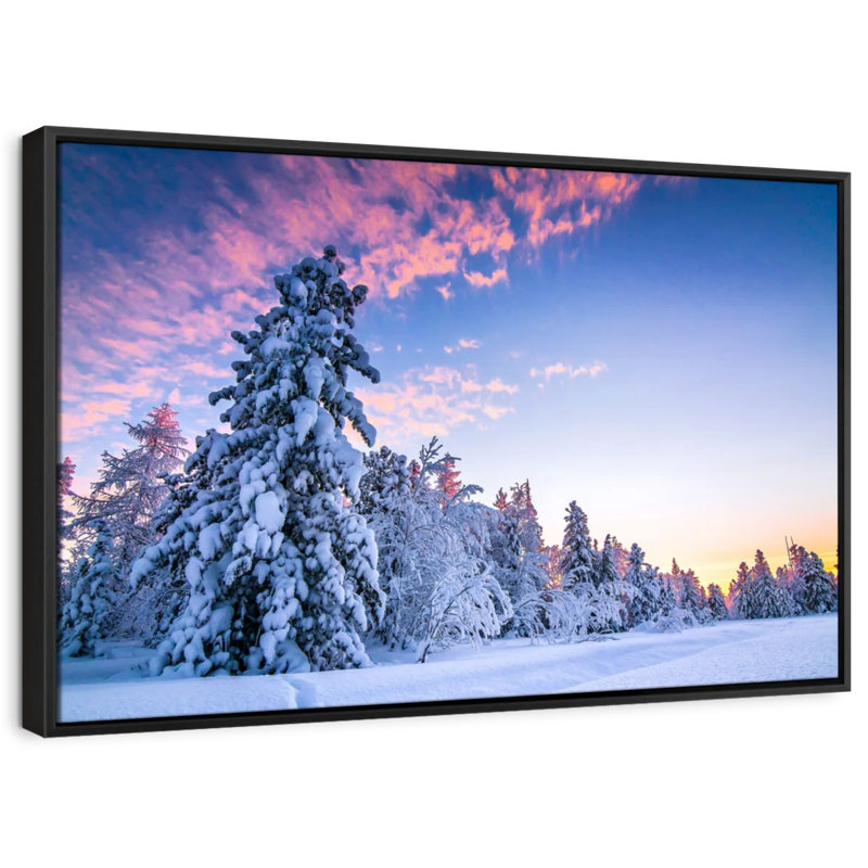 «Pink Sunset At Winter», reproduction sur toile, H 9 po x l 13 po