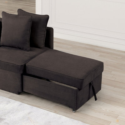 Fauteuil convertible 1 pièce en tissu de style contemporain avec rangement fonctionnel et coussins de salon