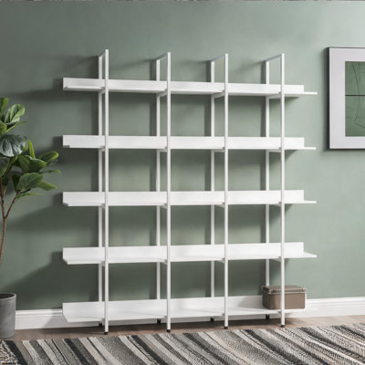 Étagère de rangement en bois aggloméré à 5 niveaux en MDF et en acier de style industriel rétro blanc classique pour la maison et le bureau
