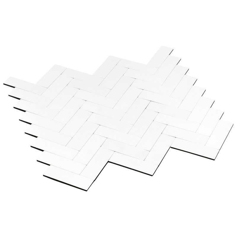 Carreau de mosaïque auto-adhésif en pierre 11,1 po x 12,6 po, Blanc