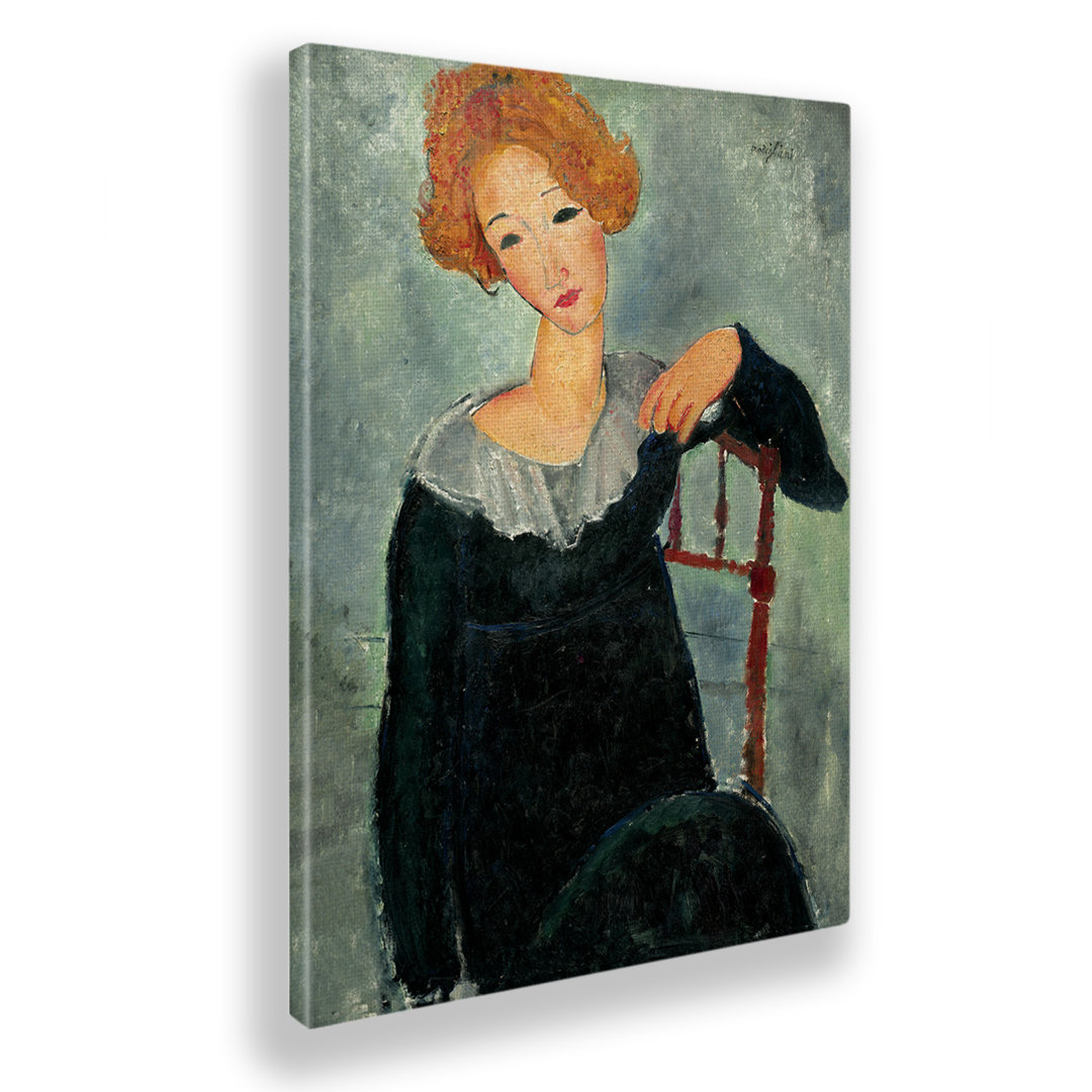 Wandbild Girl mit Grauem Kragen von Amedeo Modigliani