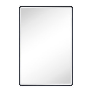 Fundin Plastic Medicine Cabinet, Beveled Edge Mirror Door with Round Corner  Metal Frame, Recessed and Surface