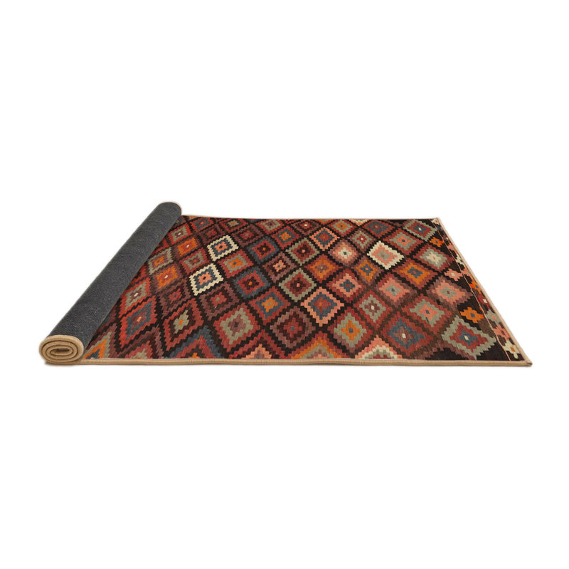 Tapis brun à motif géométrique Zabala, Rond 4 pi