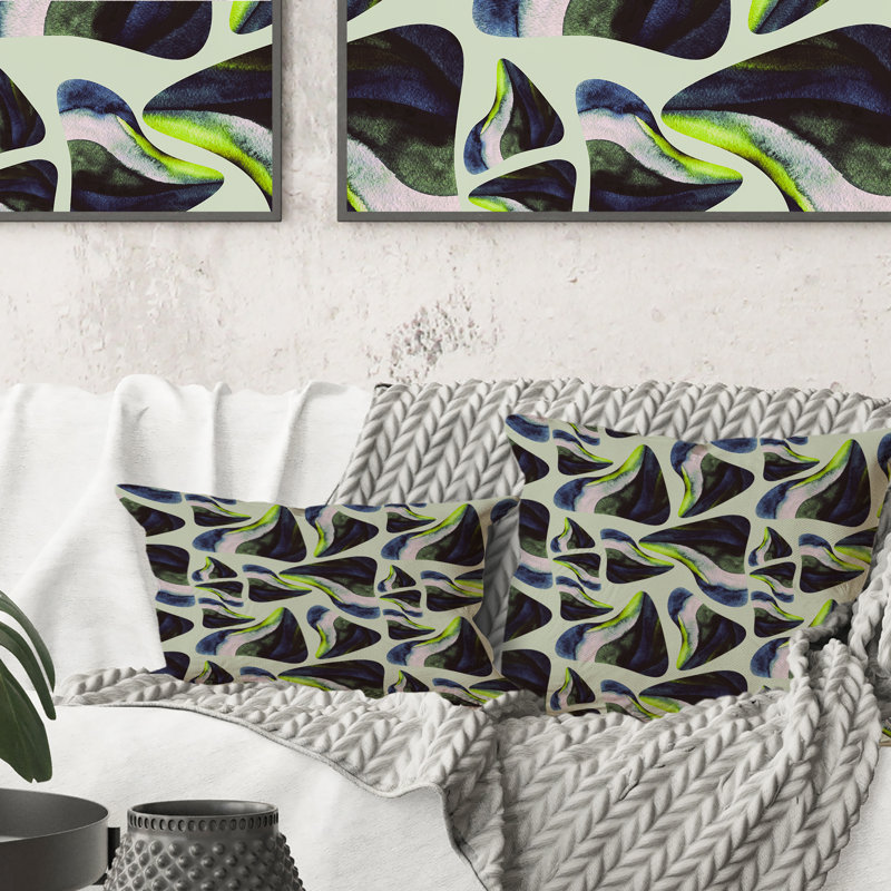 Abstract Dark Green Organic Elements II - Modern Printed Throw Pillow, 18" x 18"