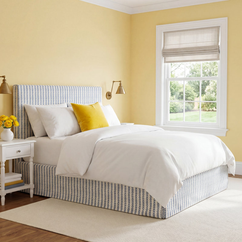 Verona Upholstered Slipcover Bed, Queen, Prep Stripe Blue
