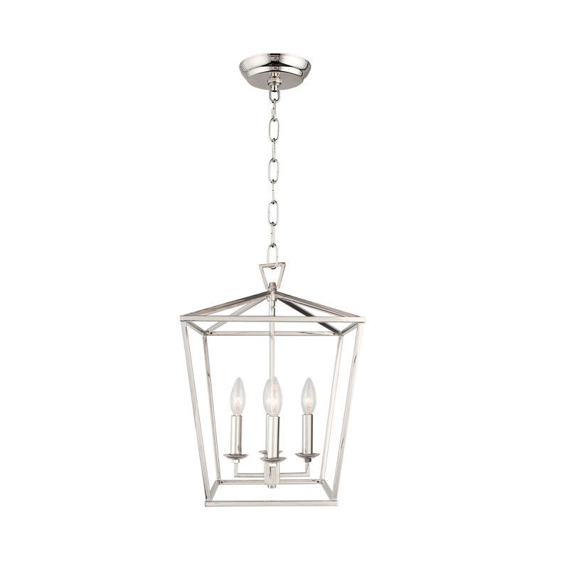 Lustre géométrique à 4 lumières Neslisah, H 54,5 po x l 12,6 po x P 12,6 po, Nickel poli