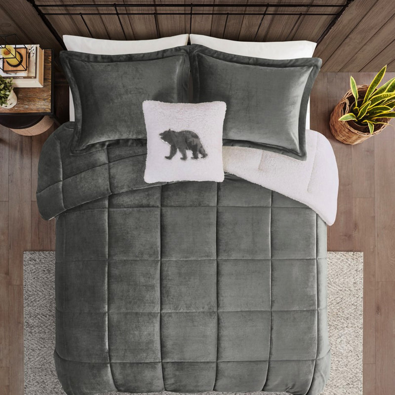 Édredon pour très grand lit - To, Sleep anthracite, chaleureux et invitant, Édredon de très grand lit et 4 pièces additionn