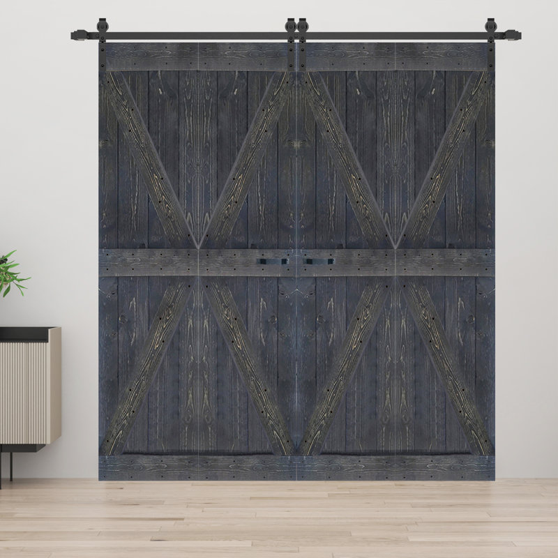 Carbon Gray Finished Solid Spruce Wood Bi-Fold Barn Door